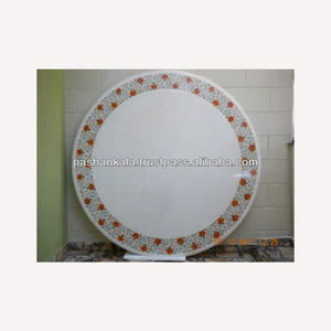Mesa de Centro con Incrustaciones de Micro Mosaico de Mármol, Artículos Hechos a Mano - Product Image 1