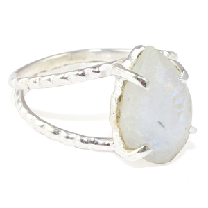 Natural Beauty Pear Rainbow <b>Moonstone</b> 925 Sterling Silver Rings Handmade Silver <b>Jewelry</b> Bohemian Style Bezel Setting Third Party - Product Image 4