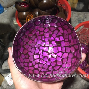 Natural Eggshell Inlay <b>Lacquerware</b> Coconut Bowls - Product Image 5
