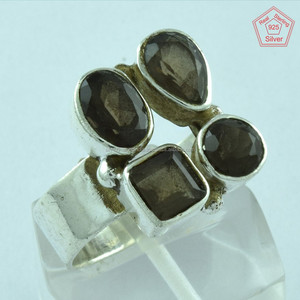 Bague en argent Sterling 925 avec pierre de Quartz fumé, bijoux, vente en gros - Product Image 2