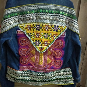 Veste en jean tribal Boho bohème Banjara pour femme 2018 tricotée avec bouton et décoration de perles pour l'hiver - Product Image 1