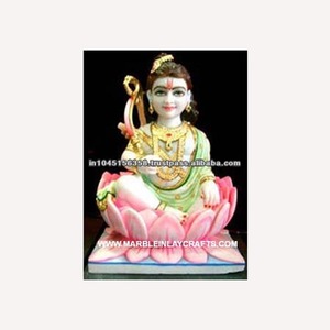 God Marble Krishna <b>Statue</b> With Lotus - Product Image 1