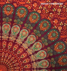 Tapisserie double taille coton tenture murale paon Mandala imprimé belle literie en coton Nepthol décor à la maison par les expéditeurs indiens - Product Image 3