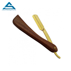 Maquinilla de afeitar profesional de acero inoxidable con mango de madera 50g Instrumento de corte de afeitado de salón con hoja extraíble - Product Image 3