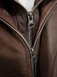 Cappotto <span class=keywords><strong>in</strong></span> <span class=keywords><strong>vera</strong></span> <span class=keywords><strong>pelle</strong></span> con bottoni lunghi per abbigliamento moda uomo - Product Image 5