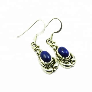 Vente en gros de boucles d'oreilles en argent sterling 925 avec pierres précieuses lapis-lazuli, vente en gros de beaux bijoux en argent tendance - Product Image 1