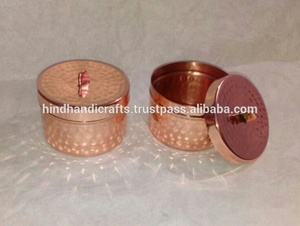 Boîtes à bougies en cuivre martelé avec couvercle, pots à bougies, contenants pour bougies de soja en provenance d'Inde - Product Image 4