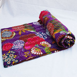 Wholesale Kantha <b>Quilt</b> 100% Cotton Kantha <b>Throw</b> Blanket Hand Stitched Kantha <b>Quilt</b> - Product Image 5