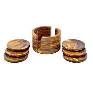 Sous-verres ronds en bois, design admirable et durable, lot de 6, thème royal - Product Image 1