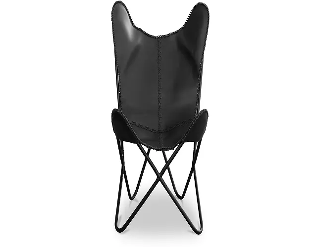 접이식 금속 프레임 정품 버팔로 가죽 모던 레저 블랙 마감 나비 의자 벌크 제품