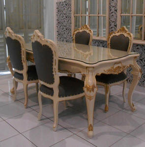 Juego de mesa de comedor de muebles tallados de lujo-muebles de caoba de madera maciza - Product Image 2