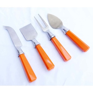 Juego de rebanadoras de queso con mango de resina, cubiertos con mango de resina de Color naranja, juego de Tablas de queso con hoja plateada - Product Image 2