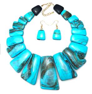 Collar de resina con abalorio turquesa de último estilo, collares clásicos con cuentas con forma de número para regalo o fiesta - Product Image 1