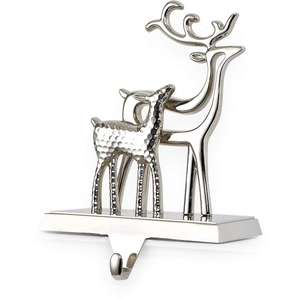 Cast Aluminum <b>Christmas</b> <b>Reindeer</b> Mantle Duo Stocking Holder - Product Image 1