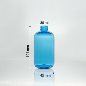 ขวดพลาสติก PET สีฟ้า Pavico AA080XB ขนาด 80 มล. 18 มม. 18 กรัม พร้อมหัวปั๊มสเปรย์แบบพิมพ์ลายรอบไหล่ สำหรับโลชั่นบำรุงผิวหน้า - Product Image 1