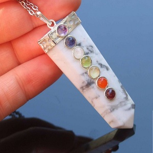 Pendentif en cristal howlite blanche pendentif plat pierre de guérison pierre précieuse crayon plat cristal pierre précieuse agate collier grossiste - Product Image 1