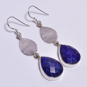 <b>Blue</b> Lapis <b>Earrings</b> Wholesale Jewelry 925 Sterling <b>Silver</b> Gemstone <b>Earrings</b> Manufacturer Exporters - Product Image 1