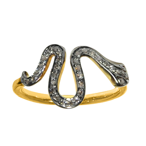 Bague Design serpent, bijou en diamant plaqué or 925 argent, pavé naturel, Design de diamant - Product Image 3