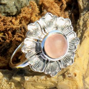 Conjunto de joyería de plata de ley 925 con piedras preciosas de cuarzo rosa, diseño de flores, fabricación en línea al por mayor, pendiente, anillo colgante - Product Image 5