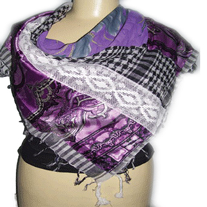 Custom Designed Square <b>Scarf</b> with Arafat Design Assorted Fabric Patchwork for Summer - Product Image 2