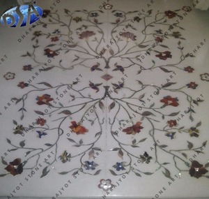 Round Polished White Marble Inlay For Home Flooring