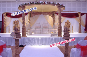 Mandap de Madera con Diseño Moderno, Pagoda Akshar, Mandap de Madera de Teca con Diseño de Pavo Real para Bodas Indias, Venta de Fábrica, DST Exports UK - Product Image 6
