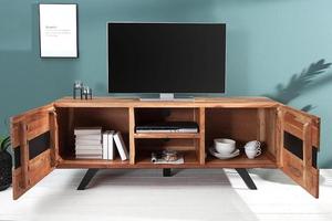Mueble de TV de madera maciza con pata de Metal, diseño Industrial - Product Image 4