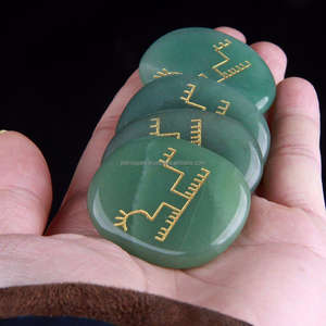 Cristales de cuarzo de Aventurina verde, 4 Uds., piedras preciosas curativas semipreciosas talladas, Feng Shui Chakra Palm, piedras planas para grabado - Product Image 6