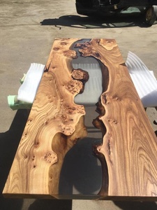 Industrial de resina epoxi de borde vivo mesa de comedor de madera - Product Image 2