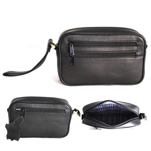 Cartera de mano de cuero genuino con correa, organizador multibolsillos con cremallera, accesorio de viaje, bolsa de marca privada - Product Image 1