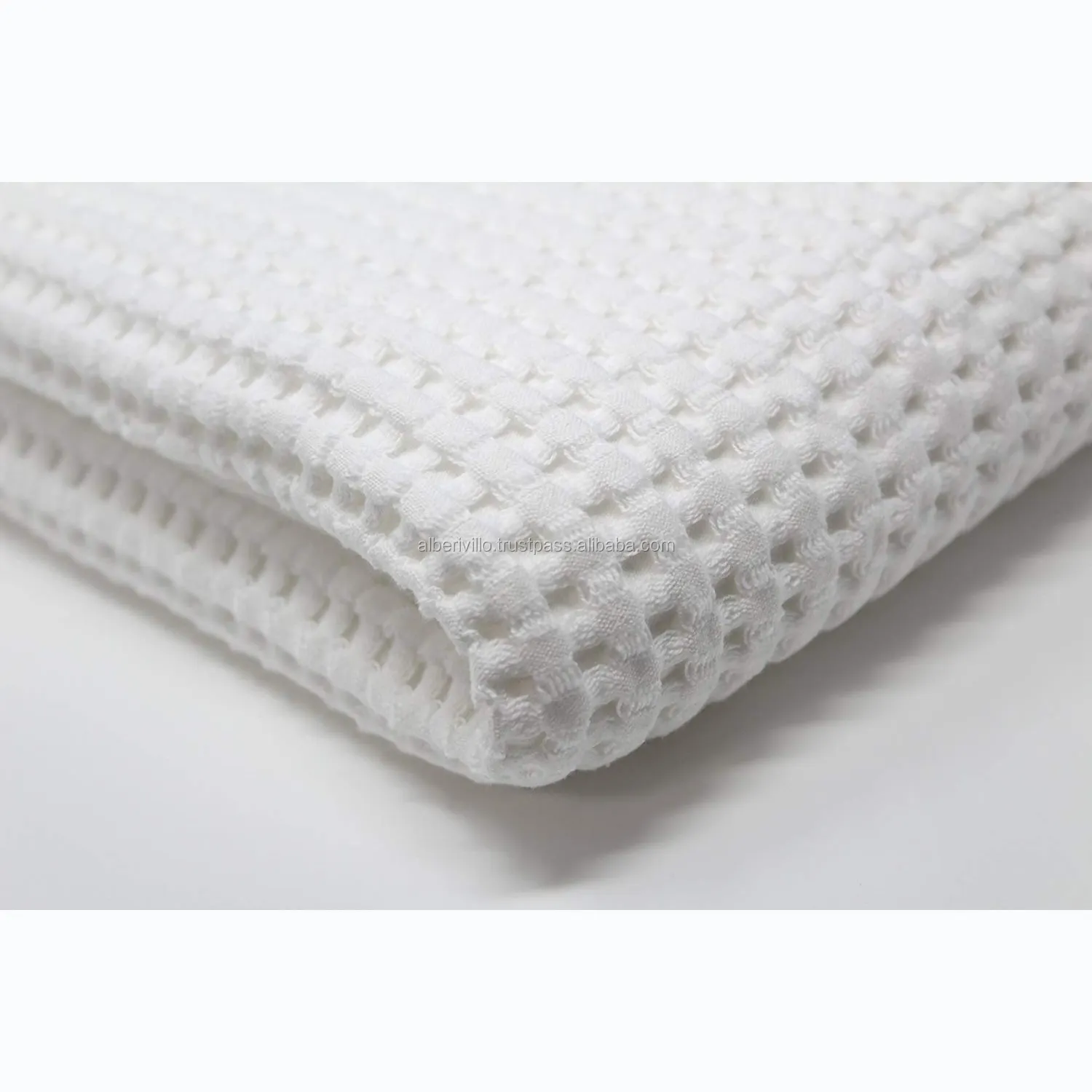 Vente en gros de tissu gaufré en coton blanc, fabricant de tissu blanc, literie faite à la main, textiles de maison