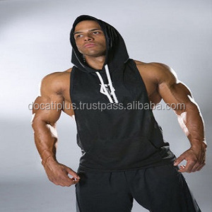 Camiseta sin mangas personalizada OEM con corte profundo y bordes sin rematar para gimnasio - Product Image 1
