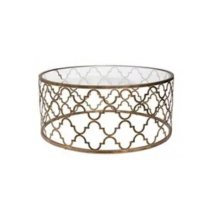 TABLE basse ronde en verre, ensemble de TABLE à manger, en métal, - Product Image 1