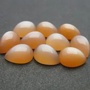 6X8Mm Natuurlijke Perzik Maansteen Peer Platte Rug Gekalibreerde Cabochons Losse Edelsteen Groothandel Bulk Deal Bij Fabriek Sieraden Maken