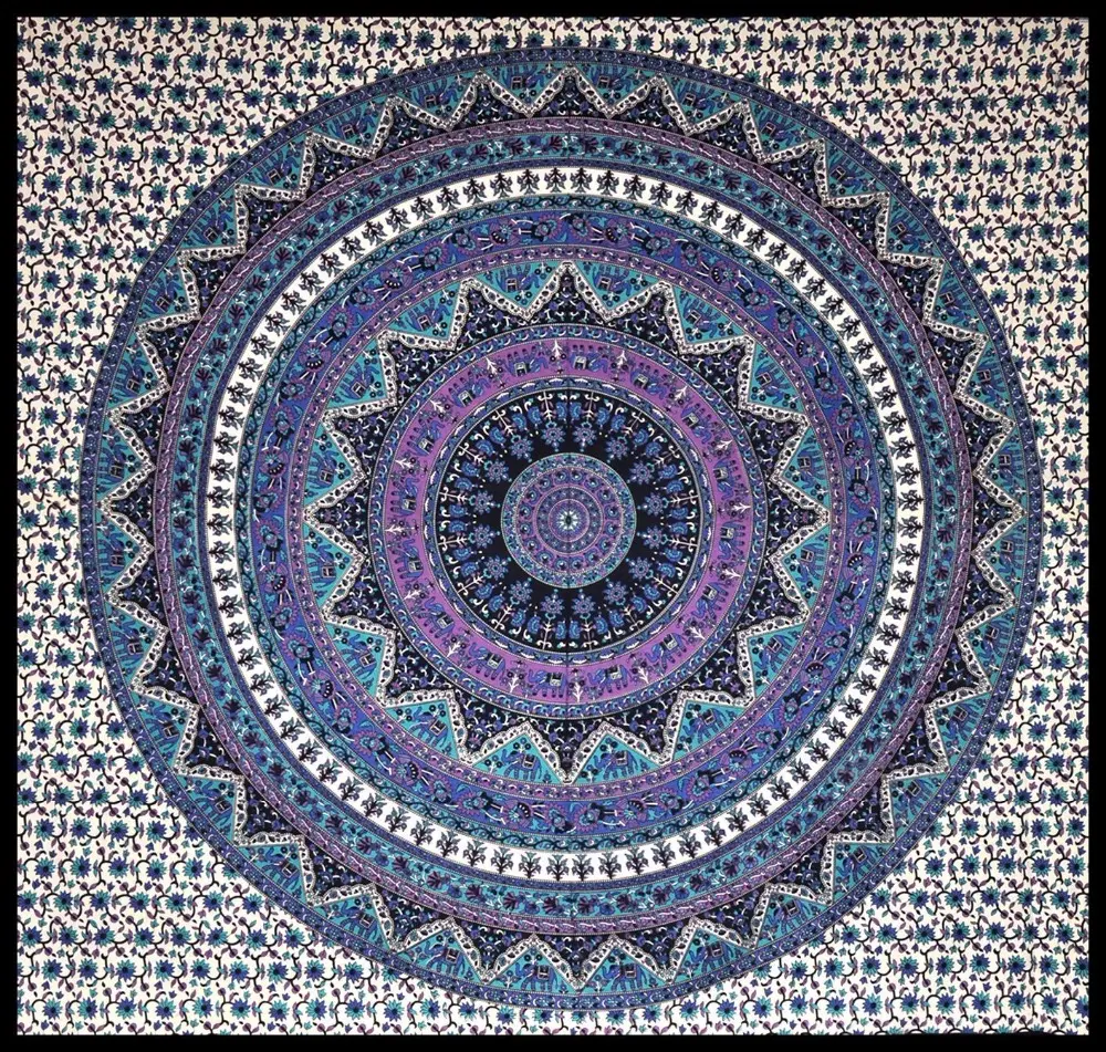Hippie hippy wall hanging Throw bedspread dorm decorative Picnic beach sheet coverlet Large Indian mandala tapestry