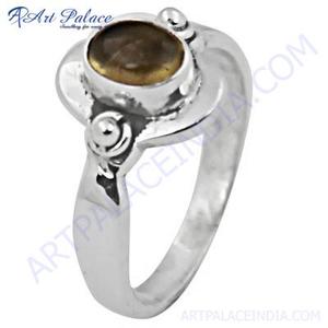 2024 à la mode Hip Hop femmes argent plaqué bague à facettes Citrine Quartz pierres précieuses bijoux diamant pierre principale lunette réglage fêtes - Product Image 2