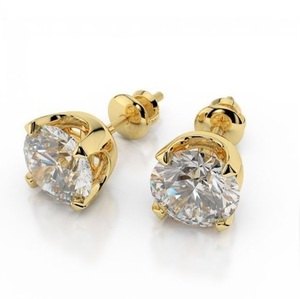 Boucles d'oreilles à tige en or jaune avec diamant véritable de Sheetal Diamonds Ltd. - Product Image 4
