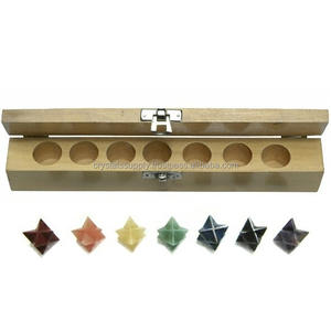 Seven Chakra Quartz <b>Crystal</b> Merkaba Star <b>Set</b> with Wooden Box Metaphysical Store <b>Crystals</b> Supply - Product Image 1