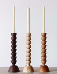 Ensemble de 3 bougeoirs en bois massif, chandelier - Product Image 4