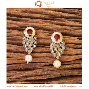 Artificial Fashion Jewellery Wholesalers Indo Western Tops Drop <b>Earrings</b> with Mehndi Plating 8705 in India - Product Image 2