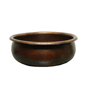 Bol de spa en cuivre, métal, cuivre pur, finition bronze antique martelé, bol de spa rond de luxe - Product Image 1