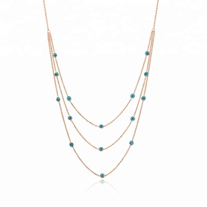 Nueva tendencia, diseño de forma de ojo turco, venta al por mayor turca, collar de plata de ley 925 hecho a mano, colgante en capas - Product Image 1