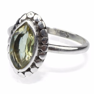 Bague en argent Sterling 925 avec lunette verte en forme de Marquise, améthyste verte, bijoux uniques en argent, fabricant de bijoux indiens - Product Image 3