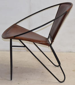 Chaise de salon en cuir véritable de forme ronde Design classique Loisirs Relax Lounge Hôtel Réception Commercial - Product Image 4