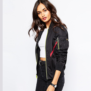 Chaqueta Bomber con cremallera para mujer, abrigo informal, prendas de vestir - Product Image 5