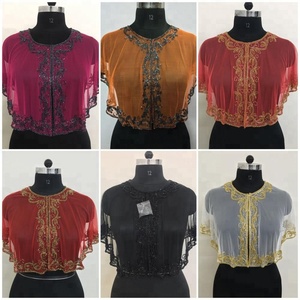 Vente chaude Style Unique Élégant Broderie À La Main Net Tissu Court Poncho Style Musulman Tenue De Soirée Taille Libre Plus La Taille Femmes - Product Image 5