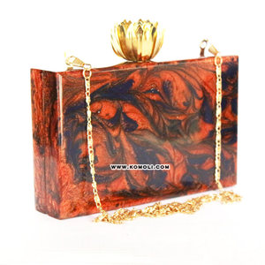 Pochette en résine acrylique pour femmes, sac à main avec finition marbre blanc, pochette tendance - Product Image 6