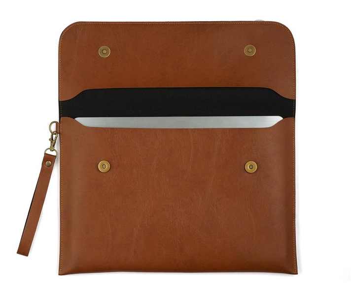 Best Selling Unisex Leather Laptop Sleeve with Magnetic Button Closure / Envelop Leather Laptop Sleeve case