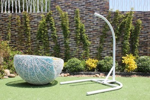 Chaise balançoire moderne en osier pour patio et jardin, hamac en rotin PE pour salon ou hôtel, ensemble de meubles en tissu - Product Image 5