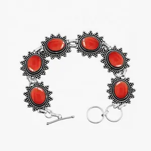 925สร้อยข้อมือเงินสเตอร์ลิงสไตล์วินเทจพร้อมพลอยคาร์เนเลี่ยนแท้ชุบทองโรเดียมกำไลเครื่องประดับแฟชั่นอื่นๆ - Product Image 1